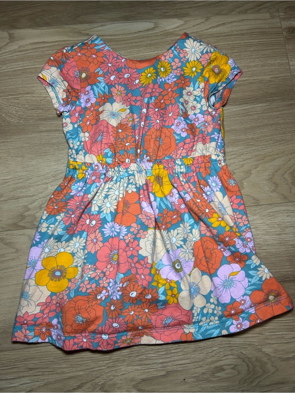 Carter's Floral Short Sleeve Dress in Coral, Yellow & Blue